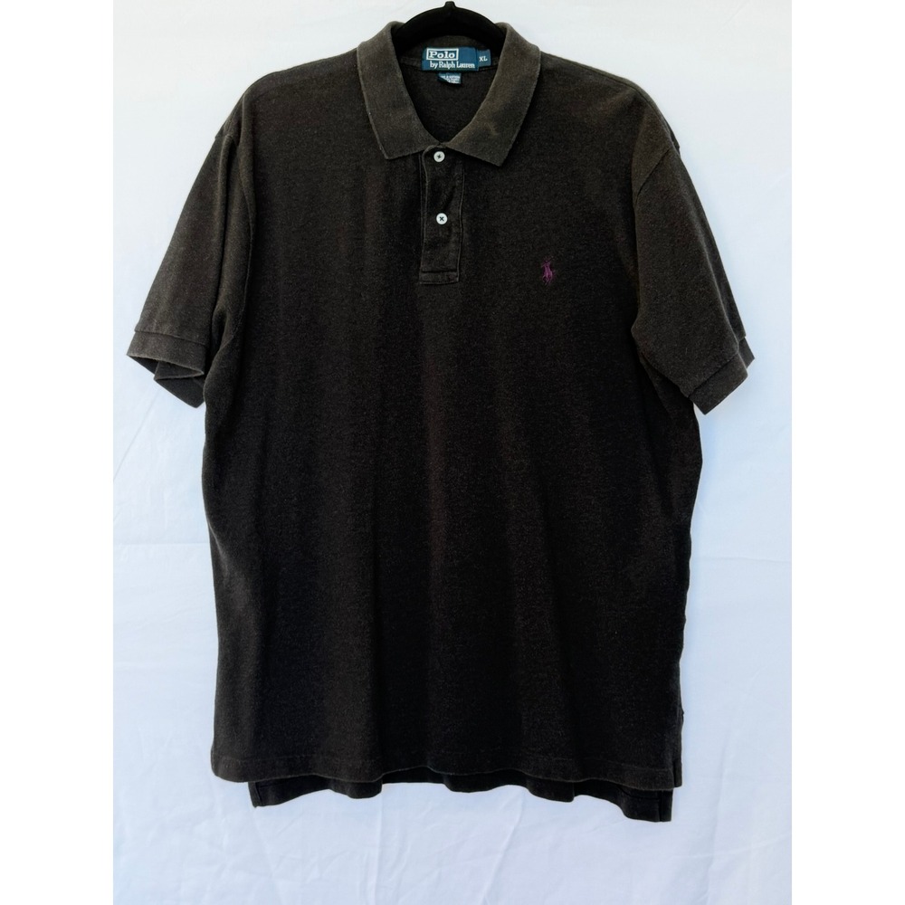 Polo Ralph Lauren Mens XL Charcoal Gray Cotton Pique Short Sleeve Polo Shirt